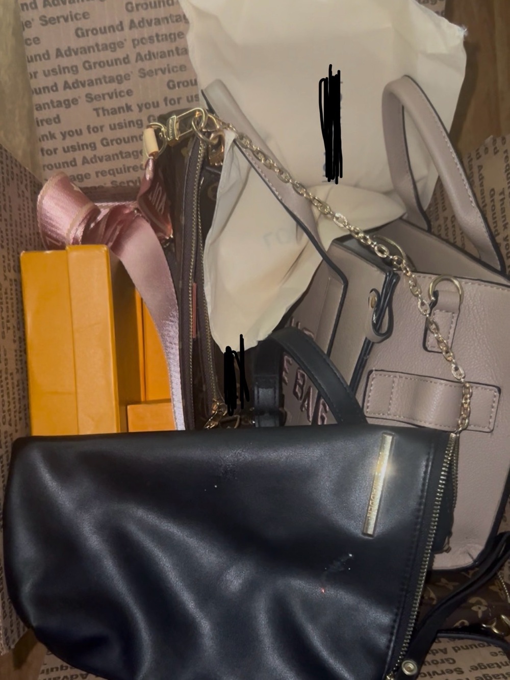 Amazon Black and Blush Tote and Crossbody Set